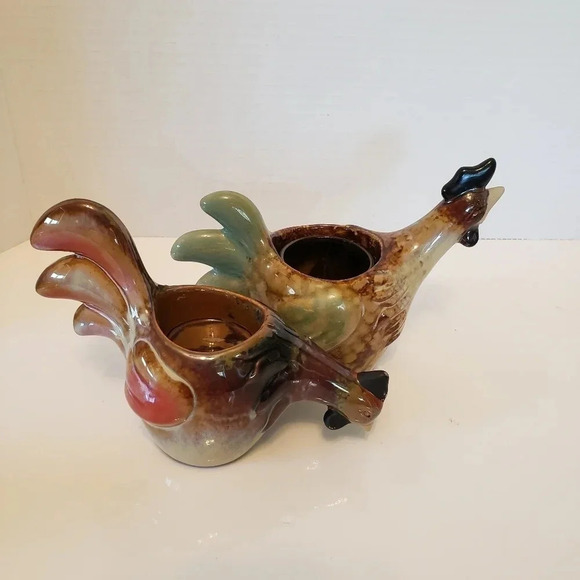 Yankee Candle set of 2 Ceramic Rooster/Chicken  Candle Votive/Tealight Holders. - Picture 2 of 11